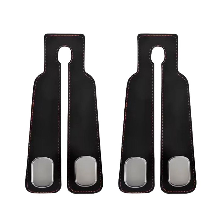 SEAMETAL 듀얼후크 자동차 후크걸이 헤드레스트 고리 걸쇄 행거 휴대폰거치 가방 봉지, 인조 스웨이드+메탈소재, 블랙, 2개