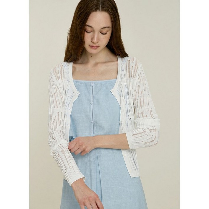 잇미샤 라운드넥 매쉬 니트 가디건 ITP6YCD830 2121336