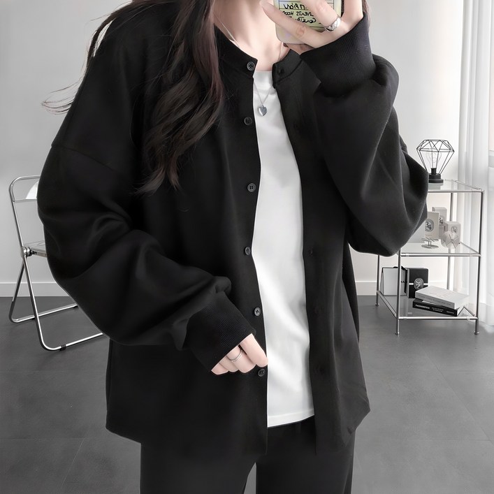 꾸안꾸 데일리 오버핏 맨투맨 박시 단추 가디건 꾸안꾸 데일리 오버핏 맨투맨 박시 단추 가디건
