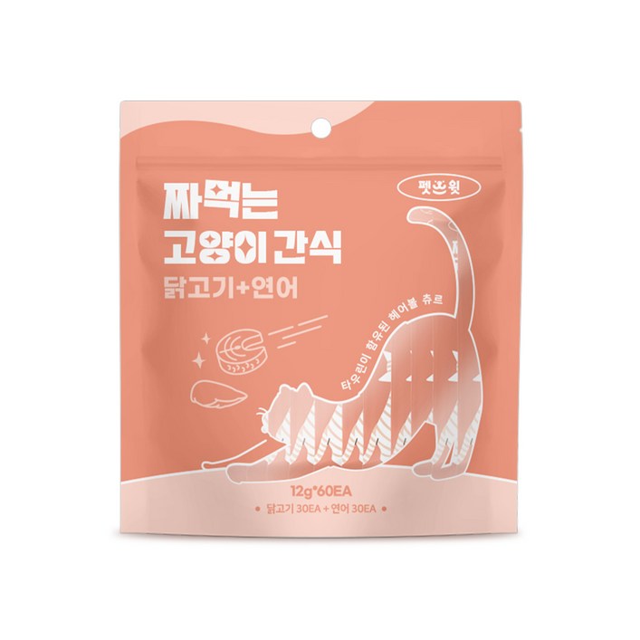 펫스윗 짜먹는 고양이 간식 헤어볼 츄르 60p, 1개, 720g, 닭고기+연어