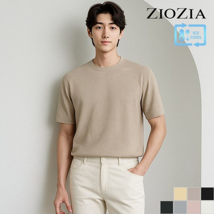 지오지아 크루넥 반팔 니트 A  ABC2ER1103 A