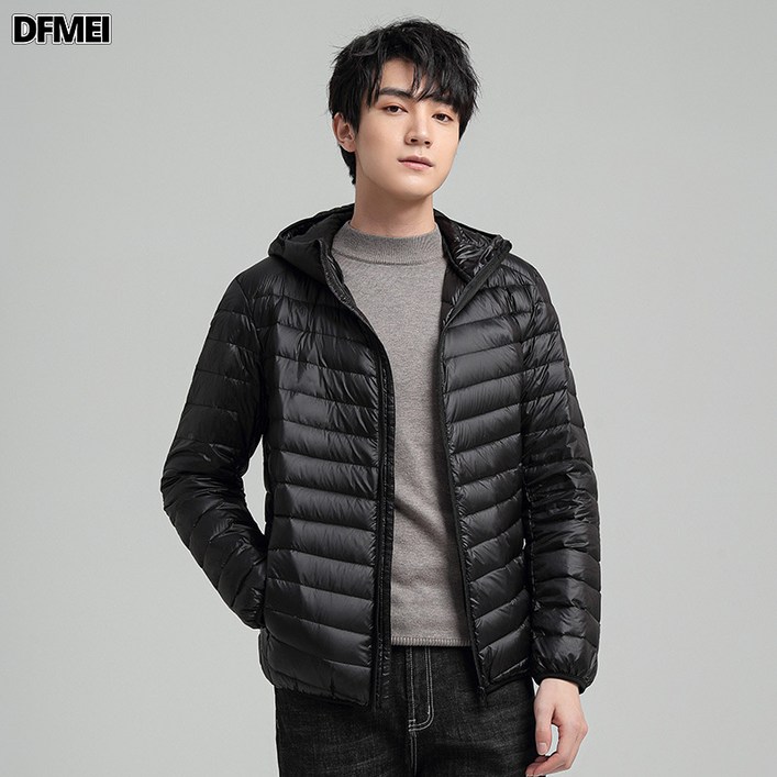 DFMEI 남자 후드 숏 추동 경량 패딩 화이트 오리털 스포티 캐주얼 빅사이즈 패션 코트