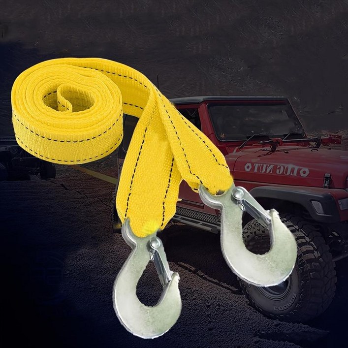 차량 비상용 고강도 5톤 견인 나이론 스트랩 후크 로프 4M