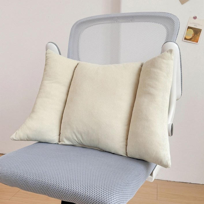 Pogeuni 편안한 코르덴 허리 쿠션 사무실 의자 허리 지탱 등받이 쿠션