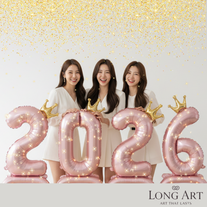 롱아트 2026 초대형 86cm 스탠딩 숫자 파티풍선  LED 줄조명 4개 대박구성세트, 1세트, 로즈샴페인 핑크