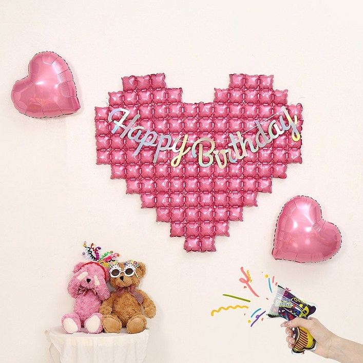 [피앤비유니티]빅하트 로즈골드 레드 핑크 생일장식세트 모음