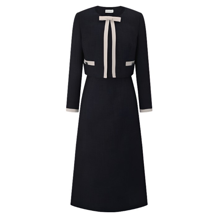 ❲매장정품❳ 잇미샤 결혼식 원피스 단정한 컬러 블록 자켓 세트 ITP9WOP75A 하객 오피스 룩