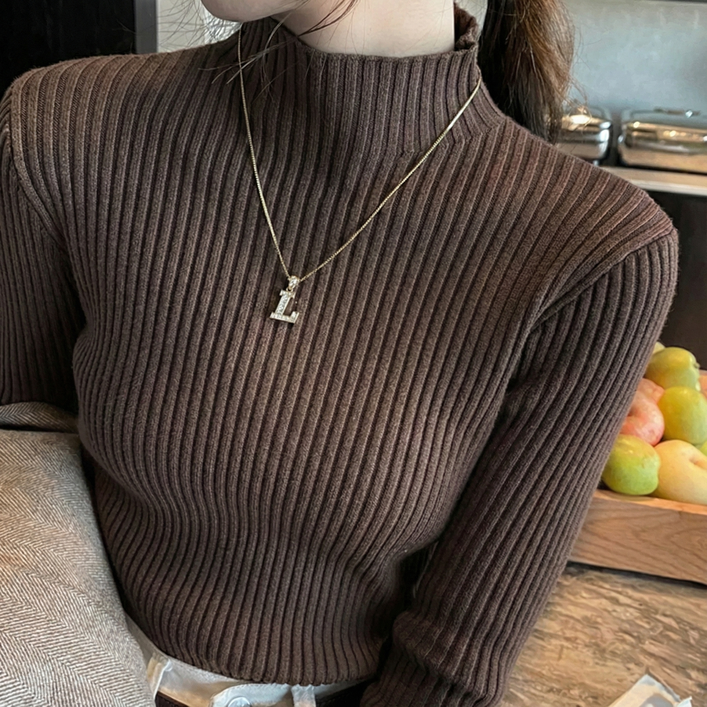 라쥬엘 골지니트 목폴라티 여성 긴팔 겨울용 반목폴라티 얇은목폴라 이너 반목티