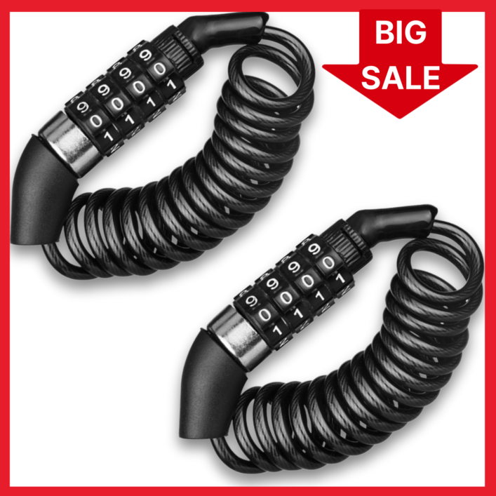 릴렉온 도난방지 자전거 킥보드 해외여행 와이어락 자물쇠 11, 2개