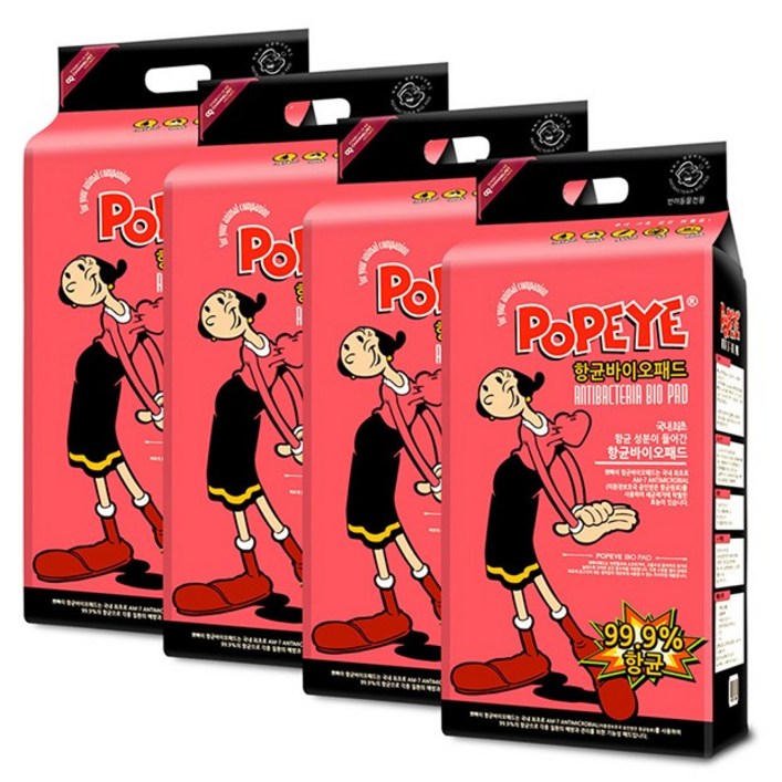 뽀빠이 항균 바이오 배변패드 50매 4개, 4개