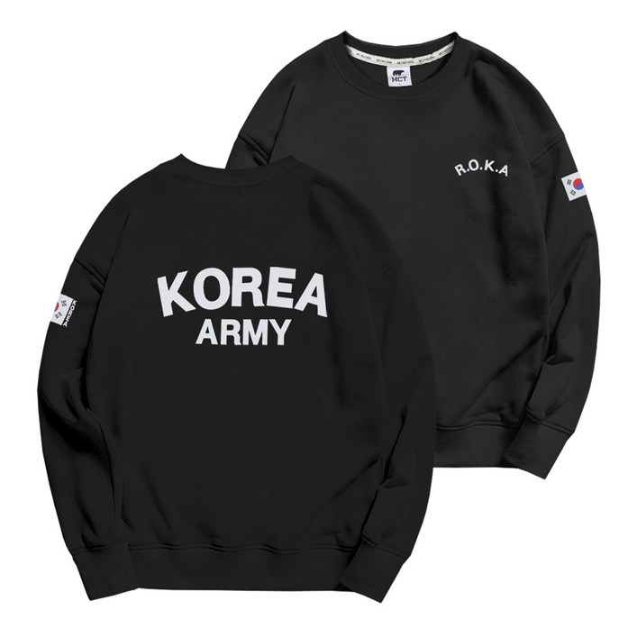 문컬렉션 프리미엄 로카 오버핏 맨투맨 남녀공용 쭈리면 코리아 아미 ROKA 군인 커플 티셔츠 빅사이즈