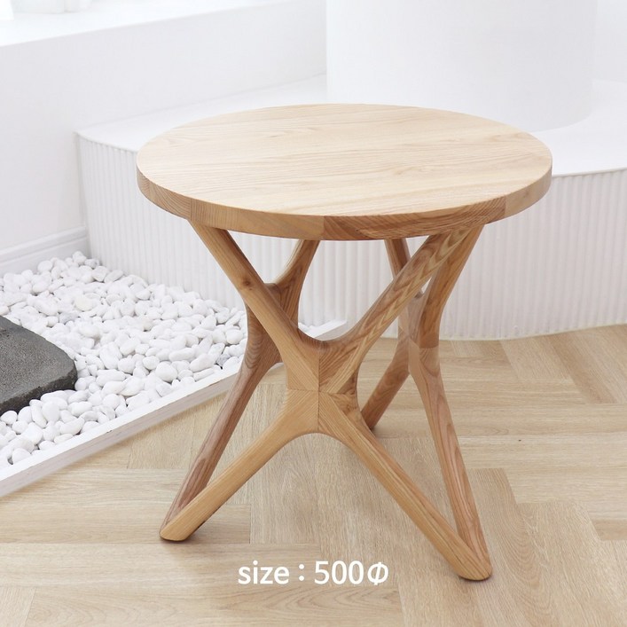 원목 카페 원형 거실 소파 테이블 협탁 티테이블 뿌리, 네츄럴, 2인용