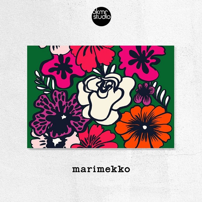 마리메꼬 엘라군엘라마 그린오렌지 대형 패브릭액자, 그린오렌지