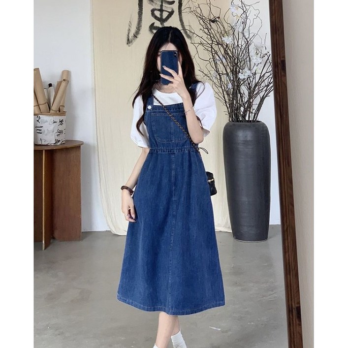 베루라 데님멜빵치마 멜빵스커트 아과스멜빵치마