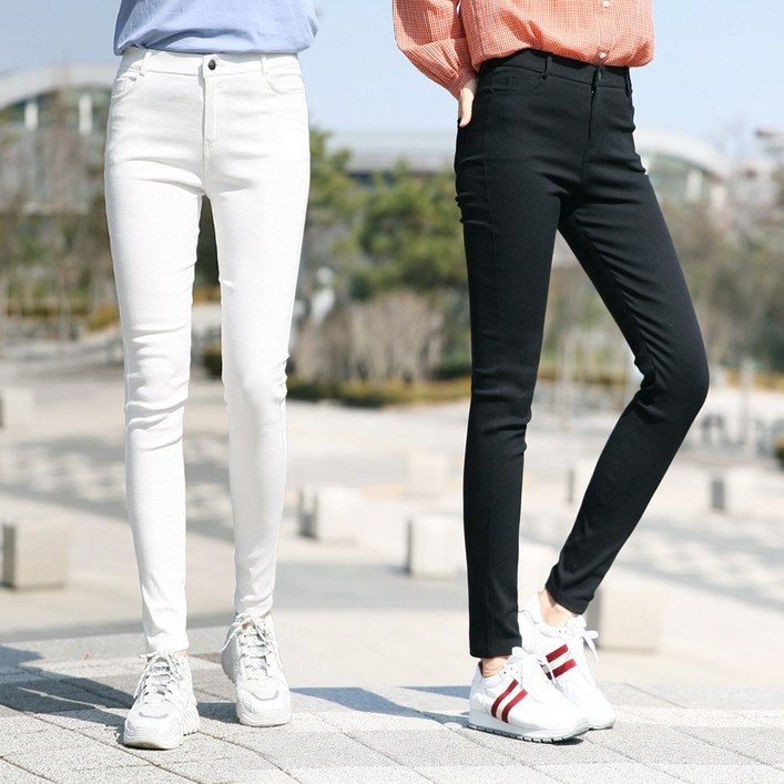 동대문스타일 여성 스키니팬츠 슬림핏 스판 레깅스팬츠 블랙바지 화이트팬츠