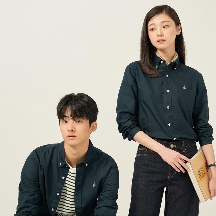 빈폴 BEANPOLE Essential 남녀공용 옥스퍼드 솔리드 셔츠  그린 BC5764E05M 473085