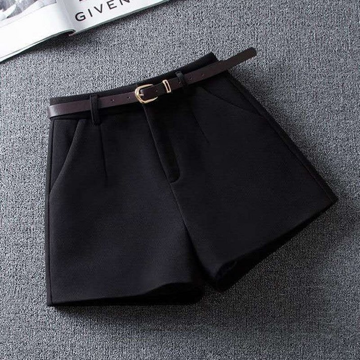 아이엠몽 여성 기본 데일리 벨트 모직 반바지