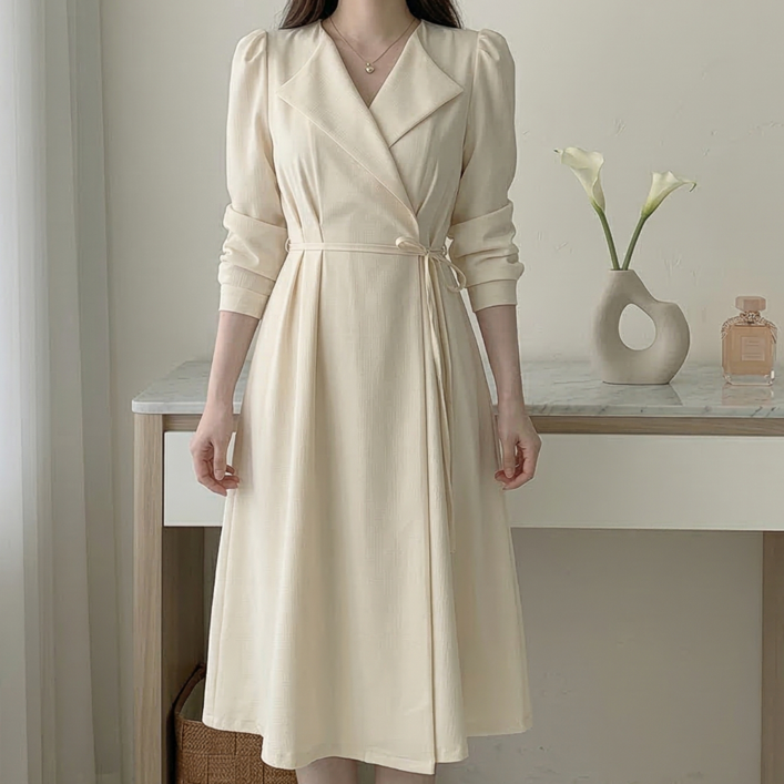 벨로아 여성 예복 원피스 77까지 카라 랩 스커트 하객룩