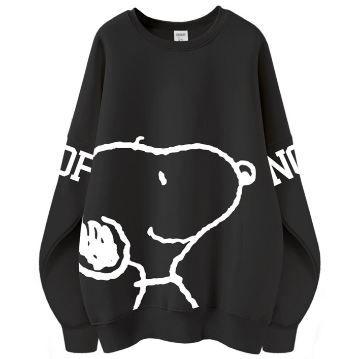 엠제이스타 기모 오버핏 맨투맨 피너츠 정품 여성 여자 커플룩 방긋 스누피 캐릭터 티셔츠