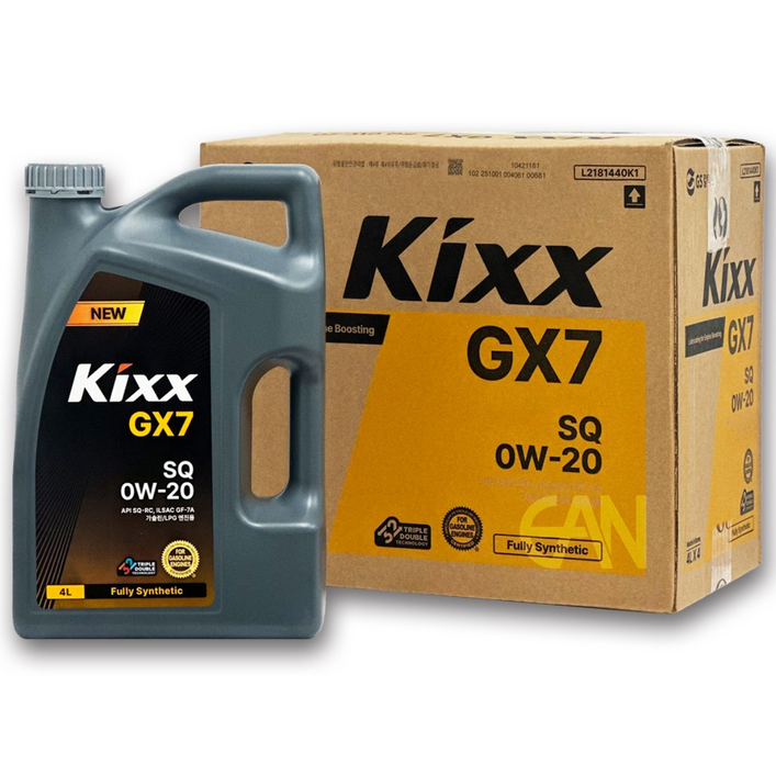 킥스 KIXX GX7구 G1 SQ 0W20 1박스4리터 4개 합성 가솔린 LPG 엔진오일, 0w20, 1세트, 16L