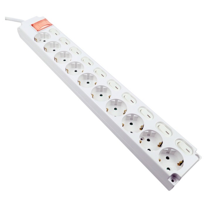 국산 과부하 차단 접지 개별 10구 스위치 멀티탭 콘센트 IT