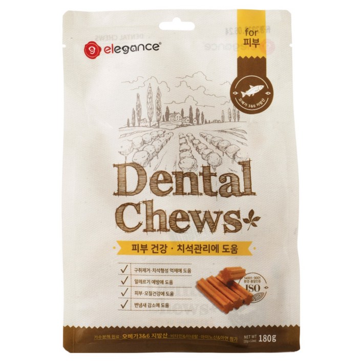 엘레강스펫 강아지 가수분해 저알러지 간식 덴탈츄 피부 건강 12개입, 1개, 피부건강, 180g