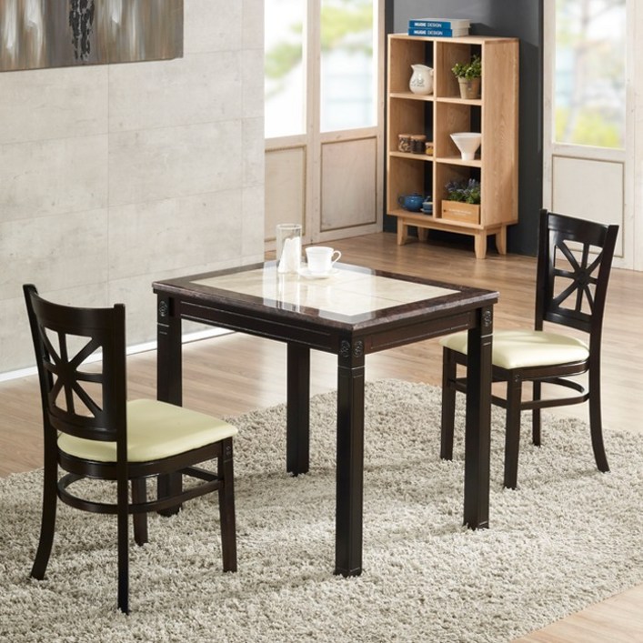 리베 2인용 대리석식탁 세트 식탁세트,2인용 식탁,대리석식탁세트, 월넛