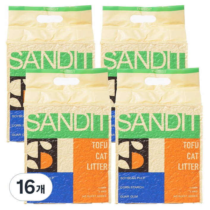 샌딧 고양이 두부모래 1.5mm 대용량 프리미엄 나노입자, 16개, 7L, 무향
