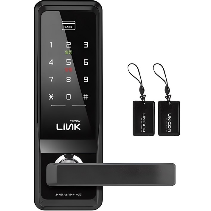 Link 트렌디플러스 무타공 손잡이 있음 도어락  카드키 2p  세트