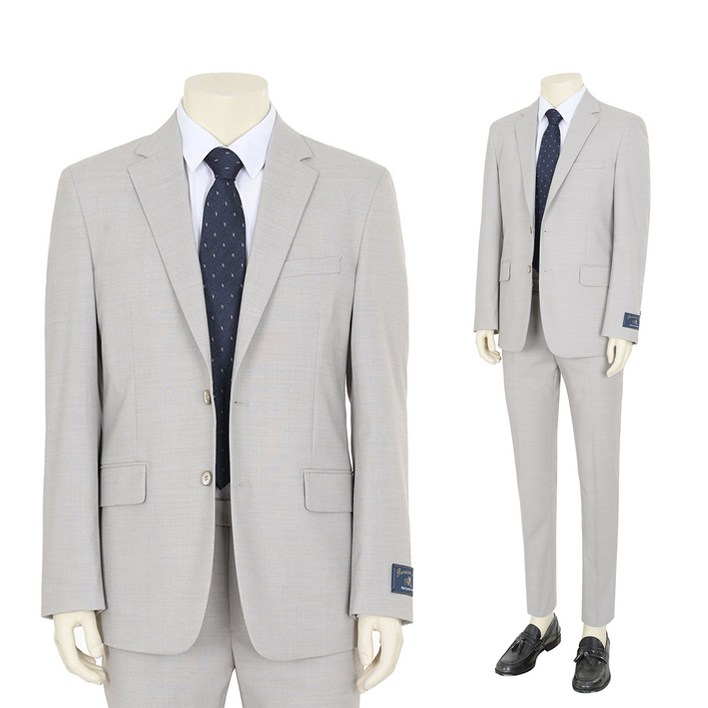 바쏘옴므 남성용 블렌디드 레귤러핏 마이크로 정장 자켓  팬츠 세트