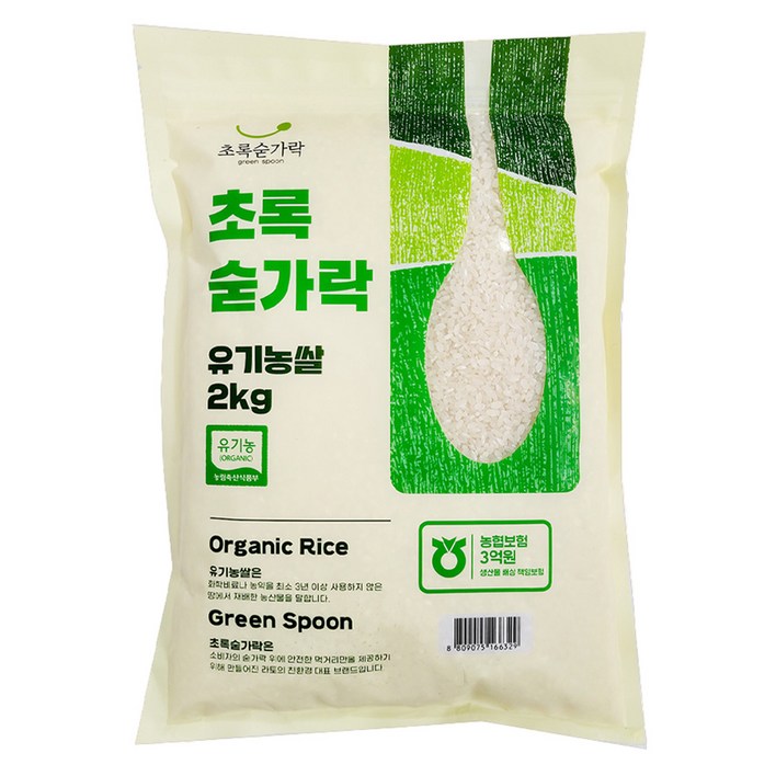 초록숟가락 신동진 유기농쌀, 상등급, 2kg, 1개 초록숟가락 신동진 유기농쌀, 상등급, 2kg, 1개
