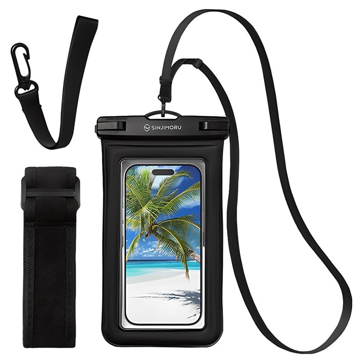 신지모루 IPX8스펀지 튜브 4중잠금 스마트폰 방수팩 크로스 스트랩  암밴드  핸드 스트랩