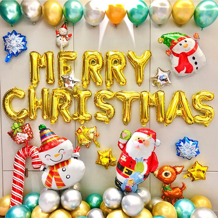 러브트리스 크리스마스 파티 풍선 세트 A타입 + 공기 펌프 + 테이프 + 스티커 + 스틱