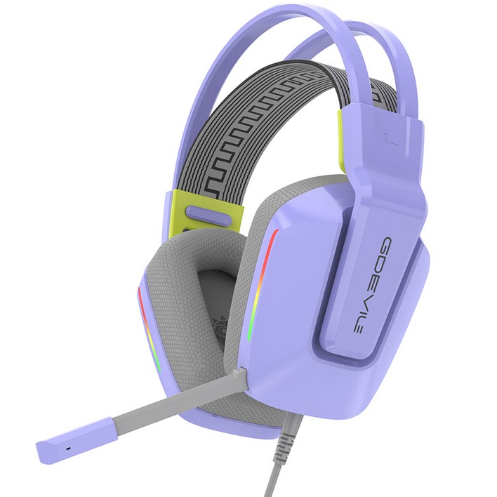 지데빌 G737 TUNE71 가상 7.1채널 RGB 서라운드 노이즈 캔슬링 단방향 마이크 게이밍 헤드셋, G737 TUNE71, 퍼플