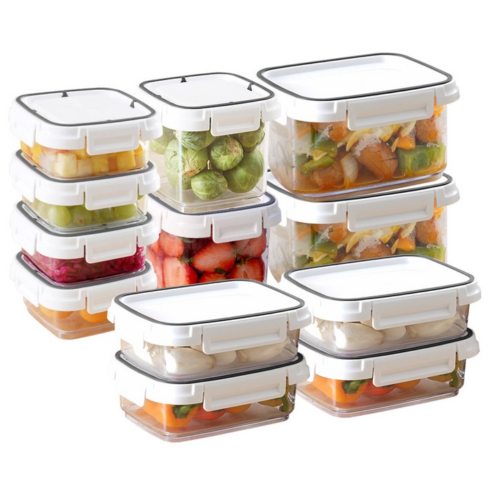 창신리빙 스카이락 밀폐 반찬통 직중1호 460ml x 4p 직중2호 980ml x 2p 정1호 240ml x 4p 정2호 650ml x 2p 세트