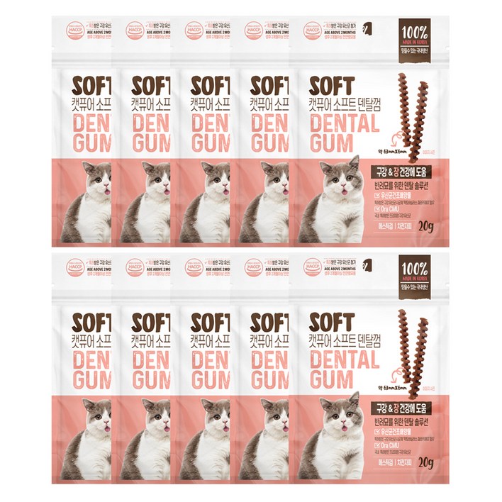 캣퓨어 고양이 소프트 덴탈껌 DDI 구강 장건강에 도움, 20g, 10개, 혼합맛생선닭고기 캣퓨어 고양이 소프트 덴탈껌 DDI 구강 장건강에 도움, 20g, 10개, 혼합맛생선닭고기