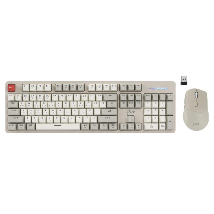 지클릭커 레트로M 레드 SPRK104 RGB 무선키보드 마우스 세트