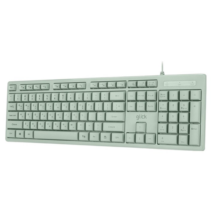 지클릭커 유선 OFFICEPRO 슬림 키보드, 제조사축, OPK10, 그린