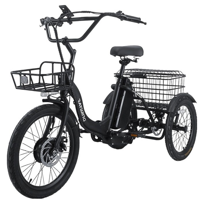 레이윙 삼성셀 배터리 캐리 이지 삼륜 전기자전거 20Ah 고객직접설치, 팬텀 블랙, 스틸