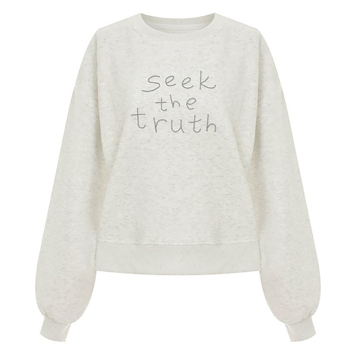 샐리 자수 레터링 라운드 맨투맨 I6A-CTS015