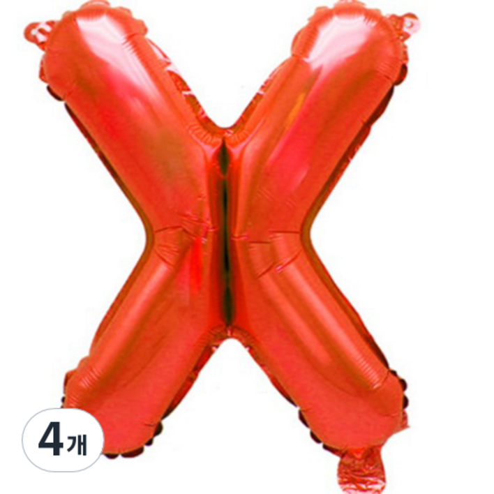 팡파티 레터링 알파벳 풍선 X 40cm, 레드, 4개