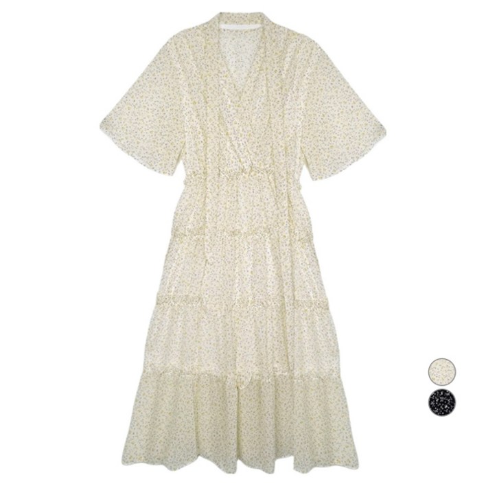 올리브데올리브 여성용 캉캉 프릴 브이넥 플라워 원피스