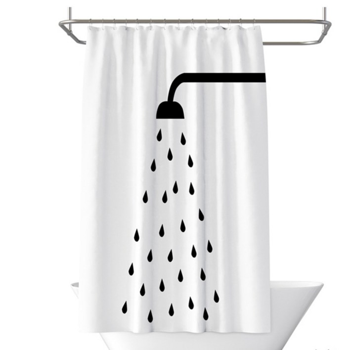 마켓감성 미니멀 방수 샤워커튼 하얀 80 x 180 cm