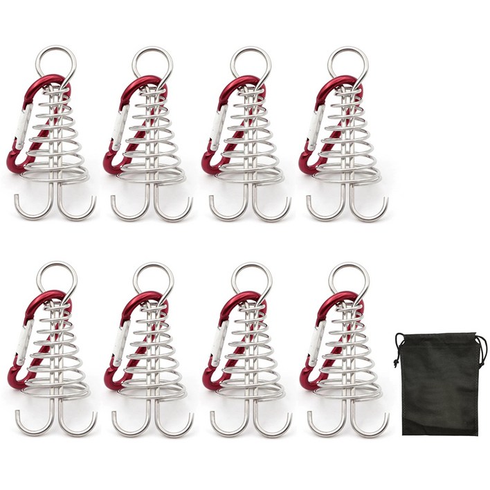 스프링 오징어 데크팩 8p  카라비너 8p  부직포 주머니 텐트부품 세트