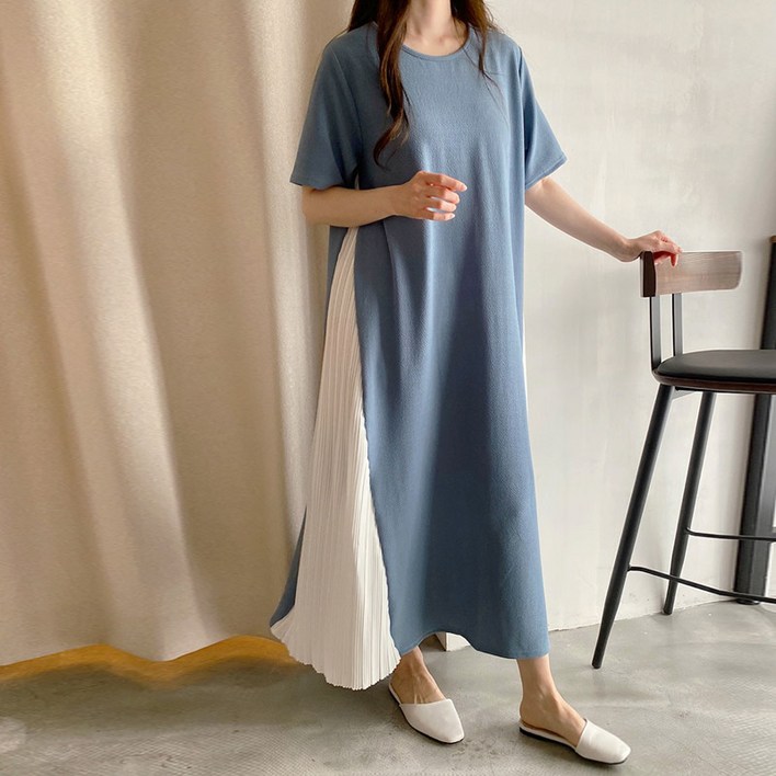 마이시즌 여성용 리엣 사이드 주름 원피스