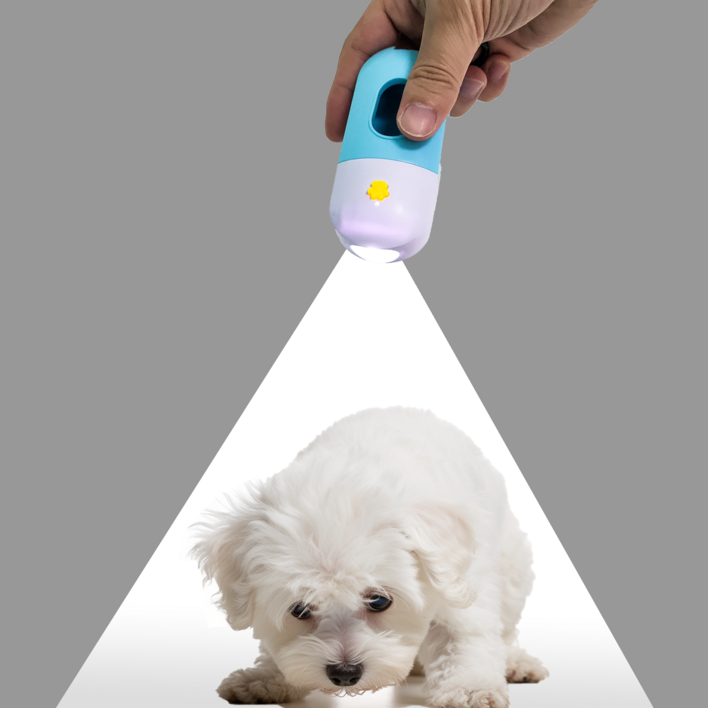 LED 강아지 배변봉투 풉백 똥츄 케이스 가방 풉키링, 블루, 1개