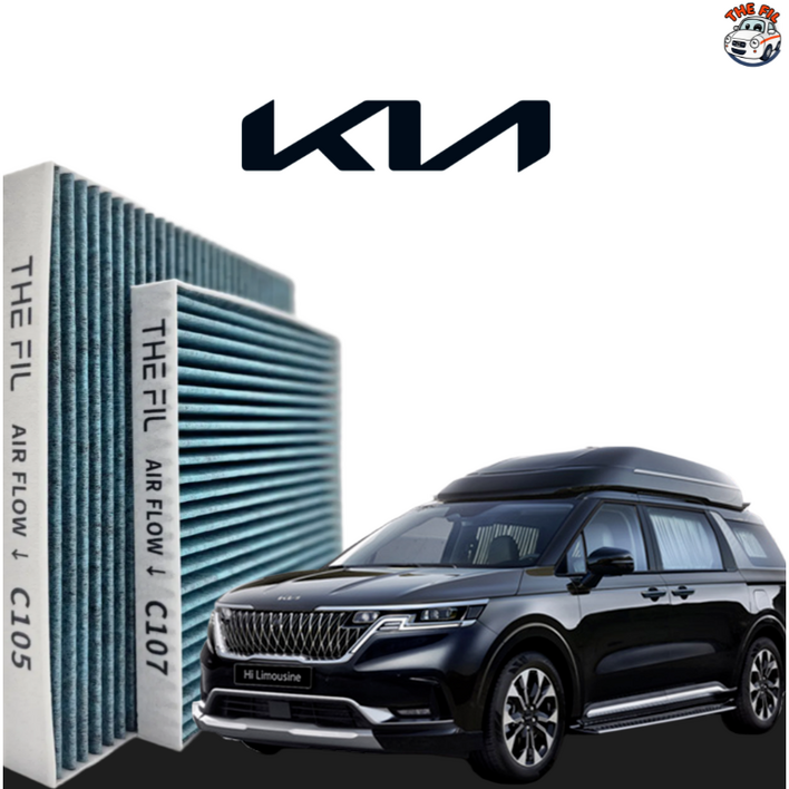 카니발 전후면 세트 더필 PM0.3 자동차 활성탄 에어컨 필터, 5세트, 더 뉴 카니발 KA4 하이브리드 전후면 105 107