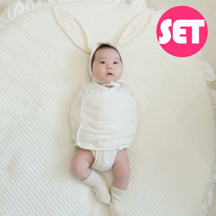 아나랩프리미엄모자 SET 신생아딸꾹질 모로반사스트랩 무소음 속싸개 출산선물 뒤집기방지