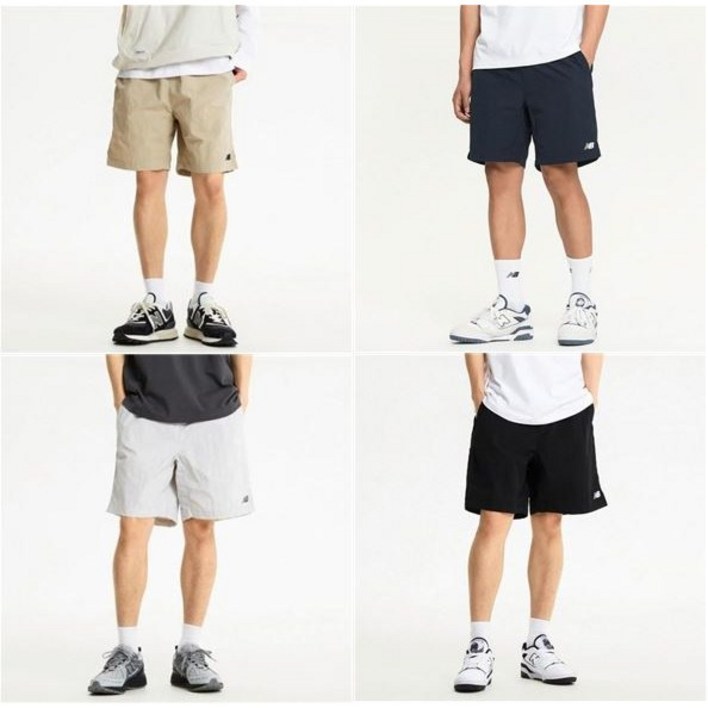 뉴발란스 UNI헤리티지 우븐 4.5부 쇼츠 NBNVE21023 베이지 네이비 라이트그레이 블랙