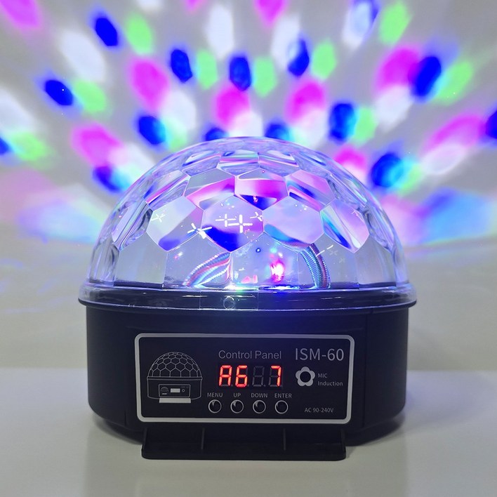 밀러볼 ISM60 LED 6컬러 미러볼 LED핀볼 노래방 가라오케 리모컨 포함 미러볼 가정용 업소용, 가정용콘센트 플러그 타입리모컨포함